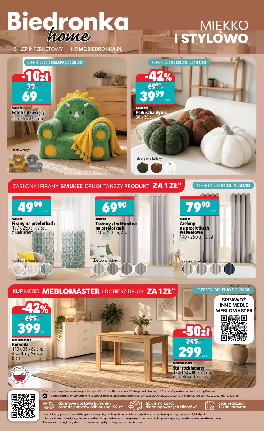 Gazetka promocyjna Biedronka - Biedronka Home - ważna 17.10 do 24.10.2026 - strona 4 - produkty: Drzwi, Dzieci, Fotel, Fotelik, Intel, Komoda, Meble, Moda, Poduszka, Por, Sport, Stół, Stół rozkładany, Tran
