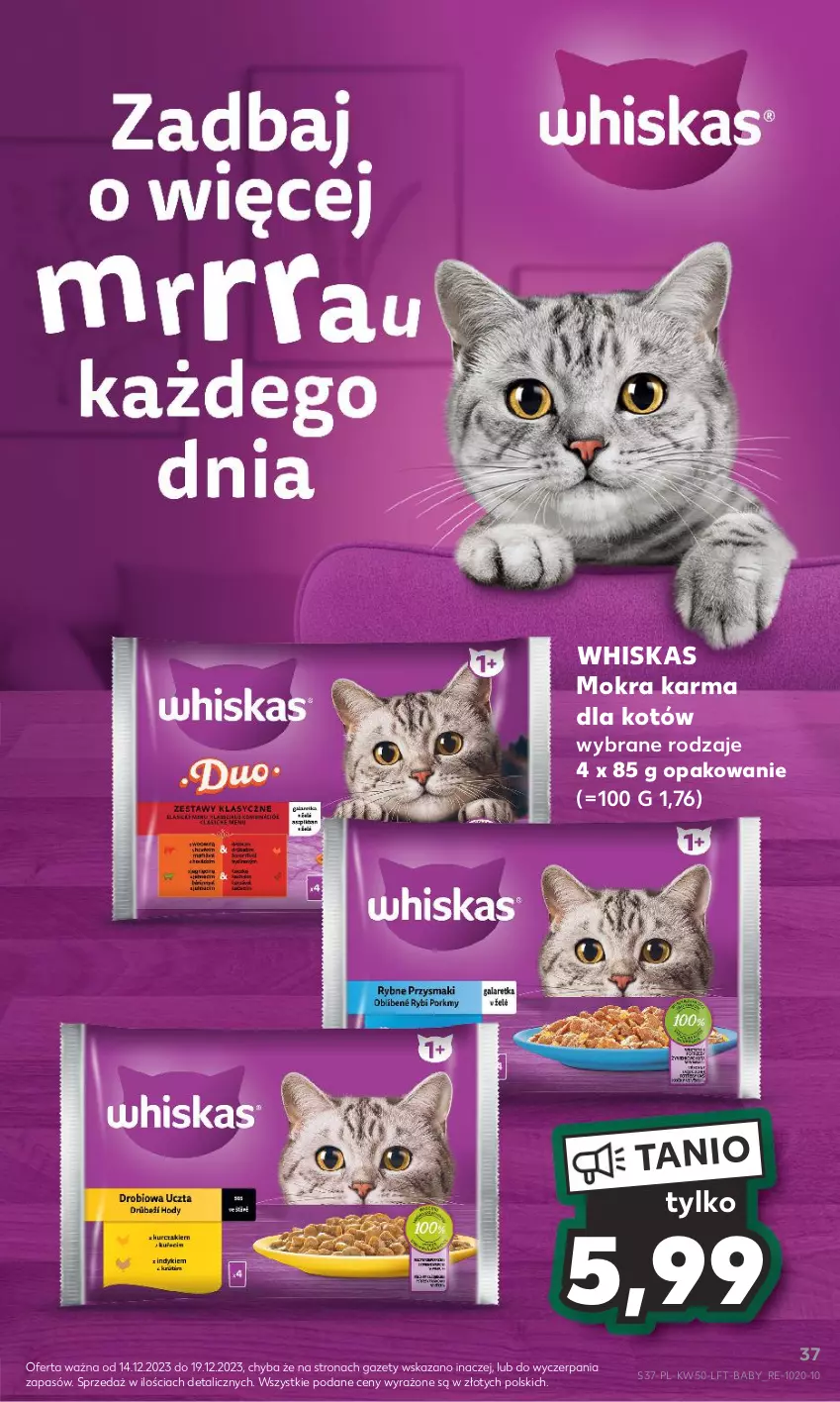 Gazetka promocyjna Kaufland - Gazetka tygodnia - ważna 14.12 do 19.12.2023 - strona 37 - produkty: Mokra karma, Whiskas