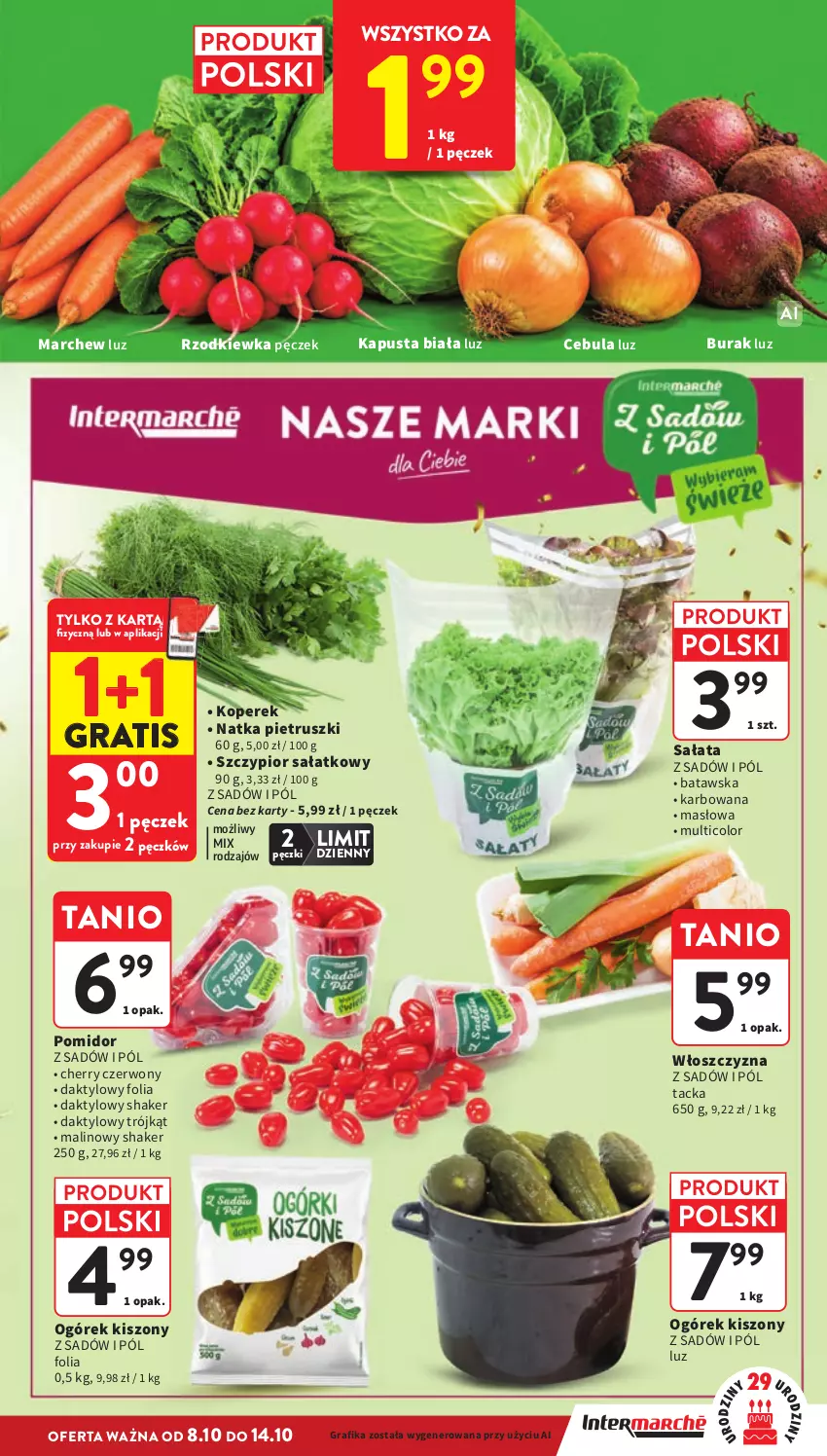 Gazetka promocyjna Intermarche - Gazetka promocyjna - ważna 08.10 do 14.10.2026 - strona 13 - produkty: Cebula, Gra, Grafika, Masło, Natka pietruszki, Ogórek, Rzodkiewka, Sałat