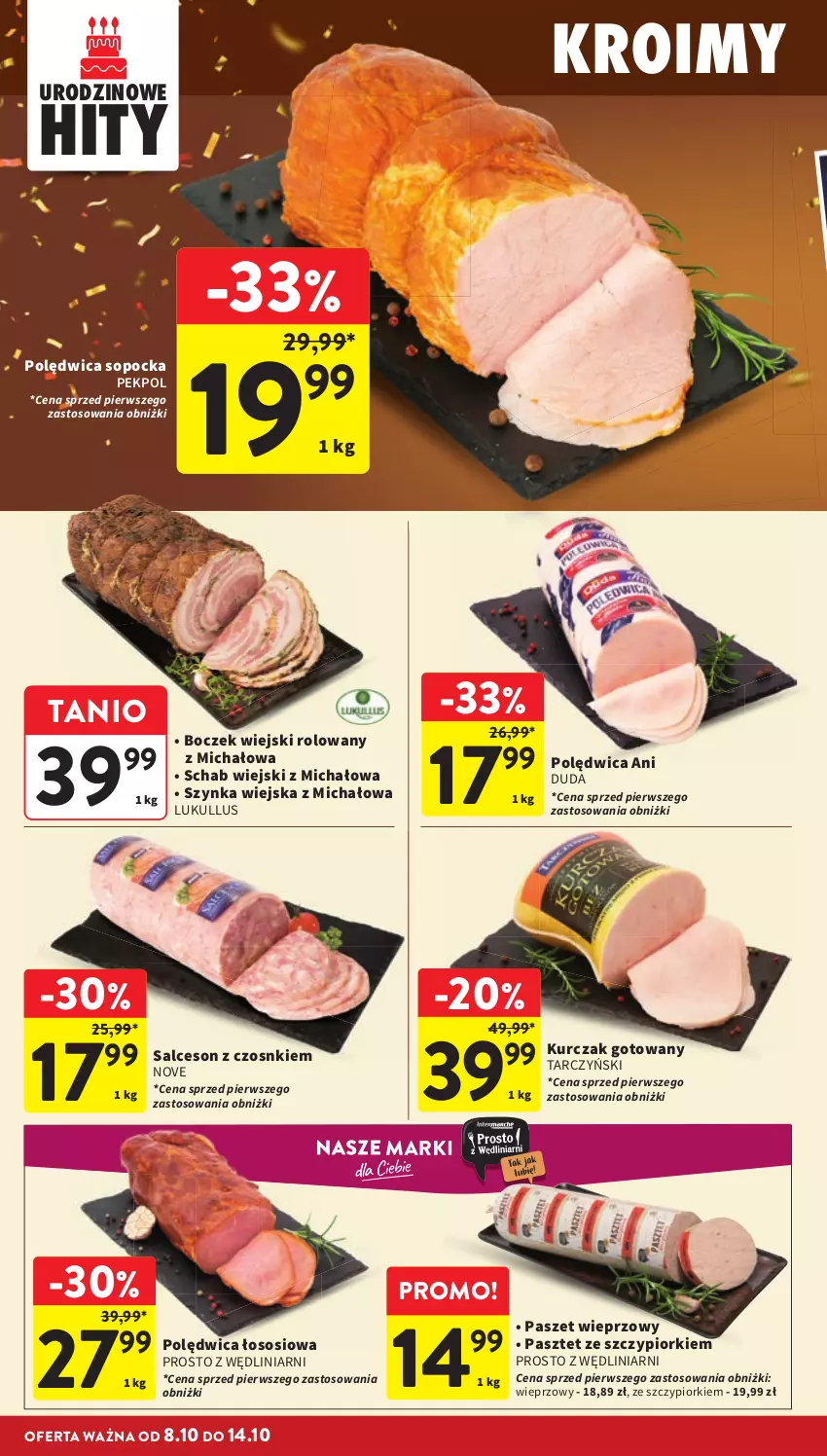 Gazetka promocyjna Intermarche - Gazetka promocyjna - ważna 08.10 do 14.10.2026 - strona 16 - produkty: Boczek, Duda, Kurczak, Kurczak gotowany, Pasztet, Pekpol, Polędwica, Salceson, Sos, Szynka, Tarczyński