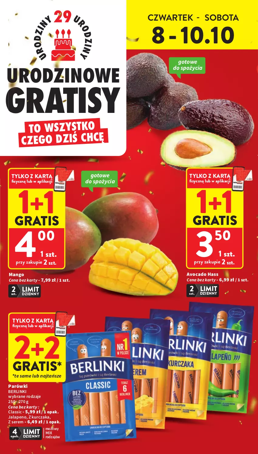 Gazetka promocyjna Intermarche - Gazetka promocyjna - ważna 08.10 do 14.10.2026 - strona 2 - produkty: Avocado, Berlinki, Gra, Kurczak, Mango, Parówki, Ser