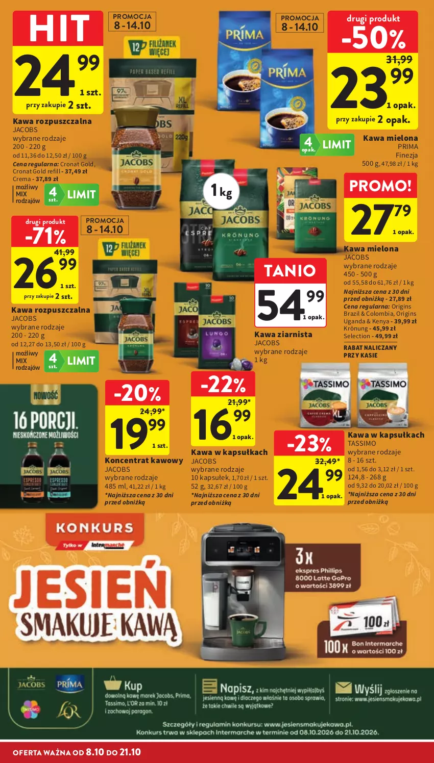 Gazetka promocyjna Intermarche - Gazetka promocyjna - ważna 08.10 do 14.10.2026 - strona 28 - produkty: Gin, Jacobs, Kawa, Kawa mielona, Kawa rozpuszczalna, Kawa ziarnista, Prima, Tassimo