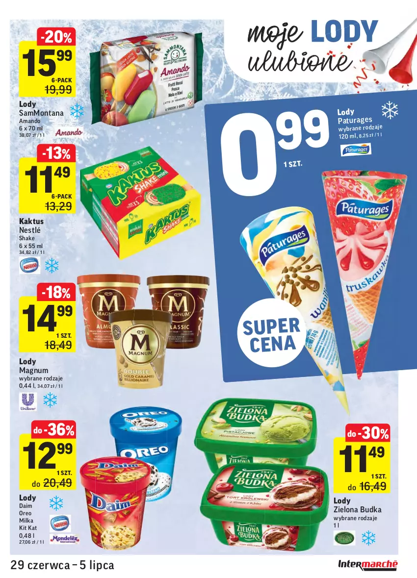 Gazetka promocyjna Intermarche - Gazetka promocyjna - ważna 29.06 do 05.07.2021 - strona 19 - produkty: Kaktus, Kit Kat, Lody, Milka, Nestlé, Oreo, Zielona Budka