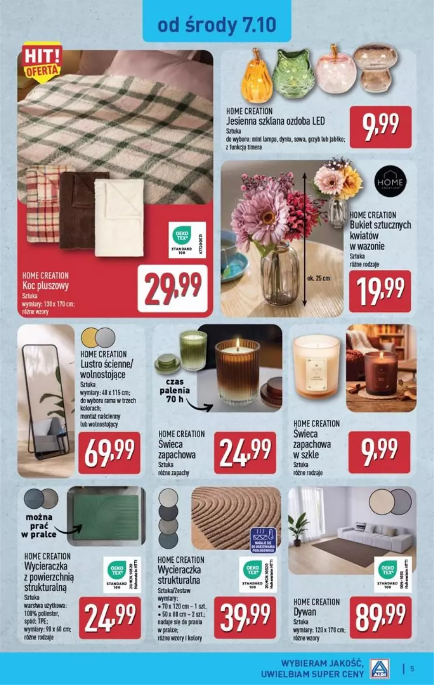 Gazetka promocyjna Aldi - Przygotuj się na kolejny tydzień! - ważna 07.10 do 10.10.2026 - strona 5 - produkty: Bukiet, Dywan, Lampa, LANA, Lustro, Manta, Ozdoba, Rama, Wazon, Wycieraczka