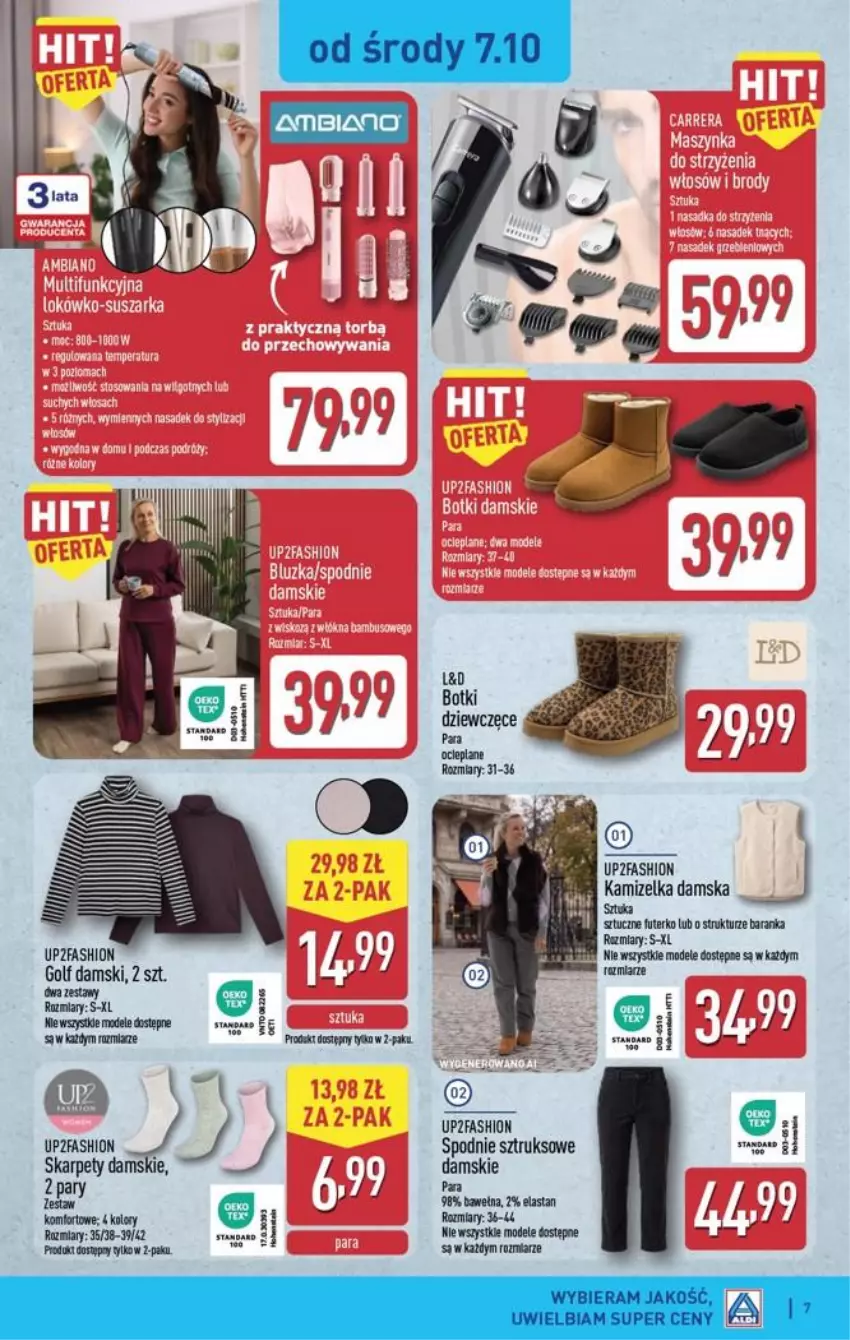 Gazetka promocyjna Aldi - Przygotuj się na kolejny tydzień! - ważna 07.10 do 10.10.2026 - strona 7 - produkty: Botki, Fa, Kamizelka, Spodnie, Spodnie sztruksowe, Wełna