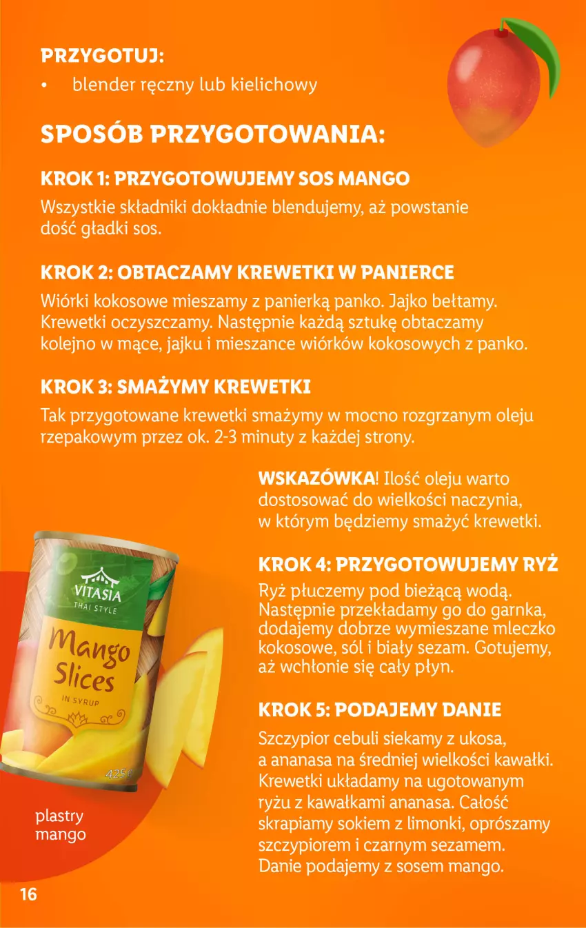 Gazetka promocyjna Lidl - KATALOG VITASIA - ważna 07.08 do 12.08.2023 - strona 16 - produkty: Ananas, Blender, Blender ręczny, Kawa, Kokos, Krewetki, Mango, Mleczko, Nuty, Olej, Ryż, Sezam, Sok, Sól, Sos, Wiórki kokosowe