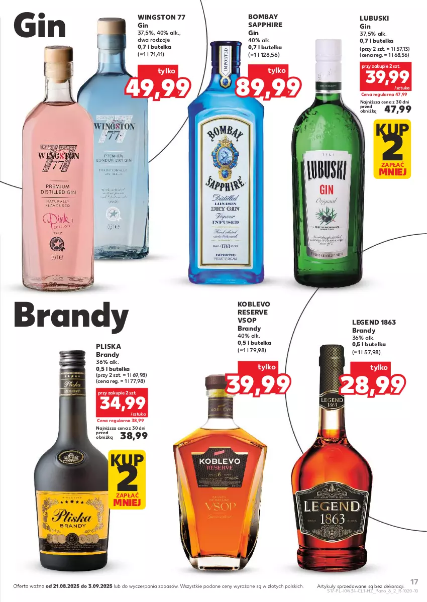 Gazetka promocyjna Kaufland - Barek Kauflandu - ważna 21.08 do 03.09.2025 - strona 17 - produkty: Brandy, Gin, HP, Pliska, Ser, Wingston 77