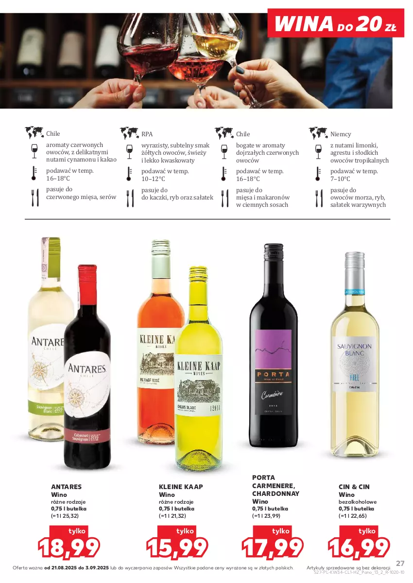 Gazetka promocyjna Kaufland - Barek Kauflandu - ważna 21.08 do 03.09.2025 - strona 27 - produkty: Chardonnay, Gres, Kakao, Makaron, Por, Sałat, Ser, Sos, Wino