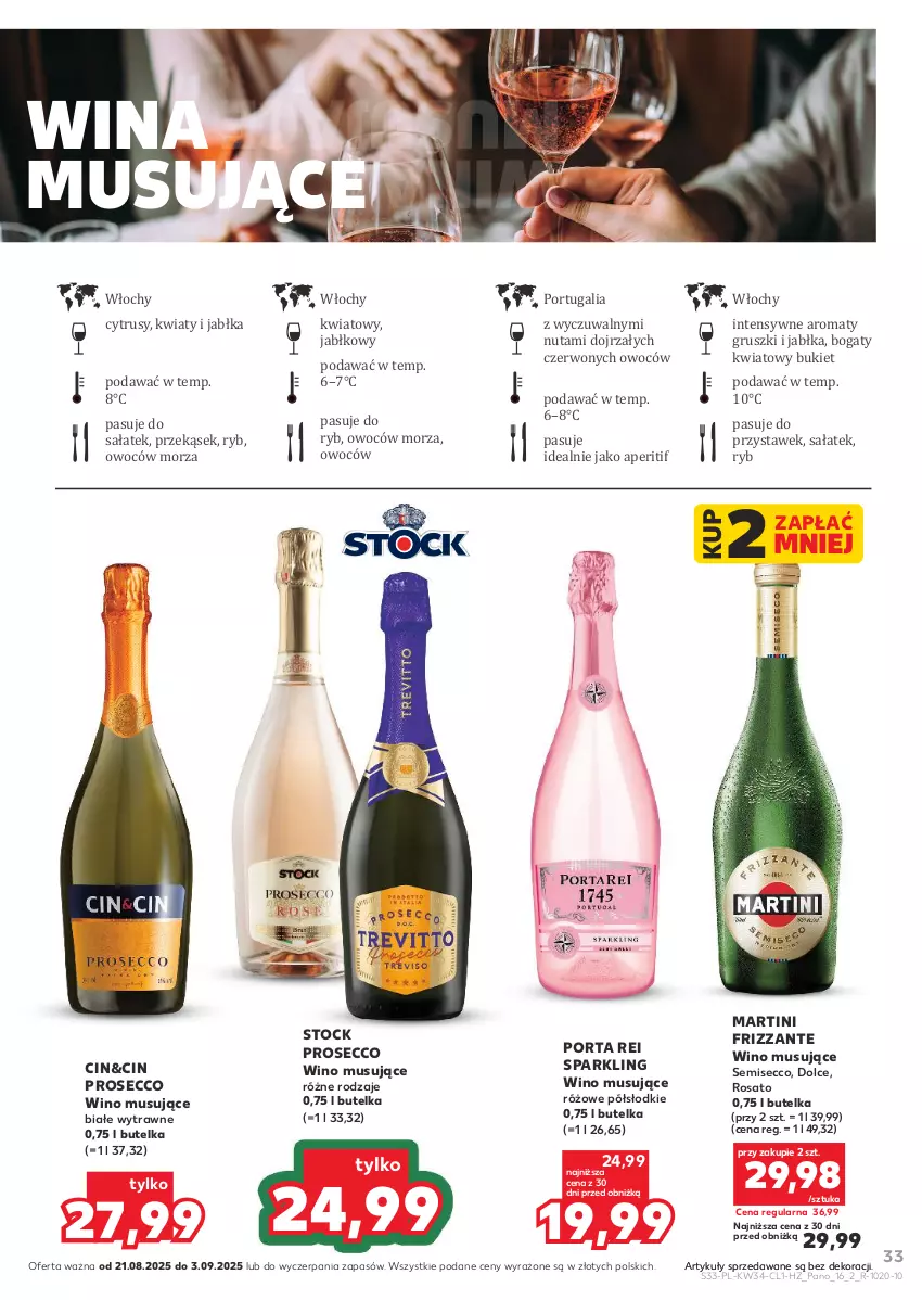 Gazetka promocyjna Kaufland - Barek Kauflandu - ważna 21.08 do 03.09.2025 - strona 33 - produkty: Bukiet, Gruszki, Jabłka, Martini, Mus, Por, Prosecco, Sałat, Stock, Wino, Wino musujące