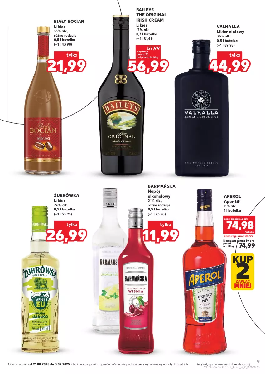 Gazetka promocyjna Kaufland - Barek Kauflandu - ważna 21.08 do 03.09.2025 - strona 9 - produkty: Aperol, Biały Bocian, Gin, Likier, Napój