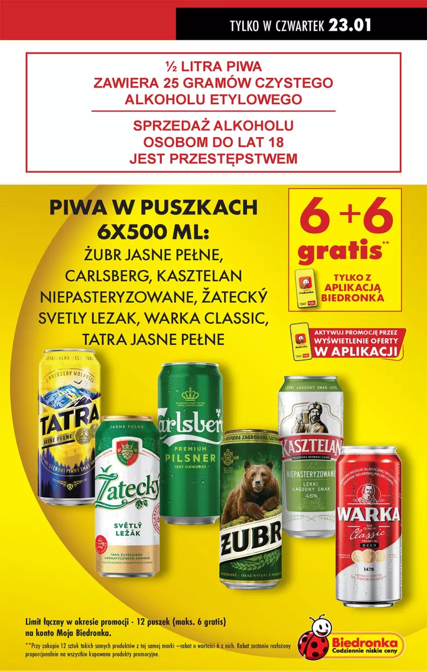 Gazetka promocyjna Biedronka - Od Czwartku - ważna 23.01 do 29.01.2025 - strona 15 - produkty: Carlsberg, Gra, Kasztelan, Piwa, Por, Tatra, Warka