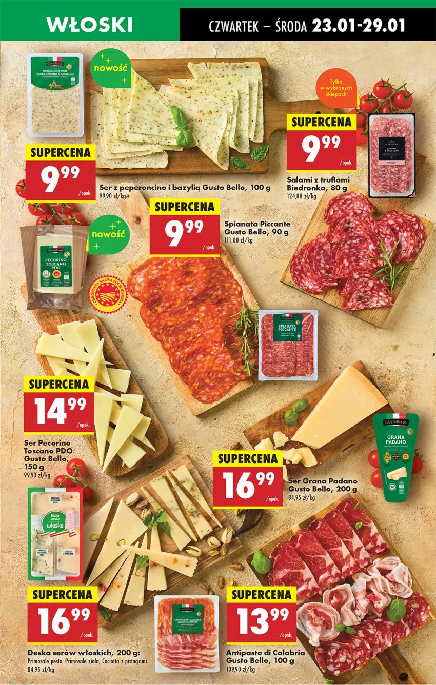 Gazetka promocyjna Biedronka - Od Czwartku - ważna 23.01 do 29.01.2025 - strona 39 - produkty: Bell, Caciotta, Deska serów, Fa, Gra, Olej, Pecorino, Pesto, Salami, Ser