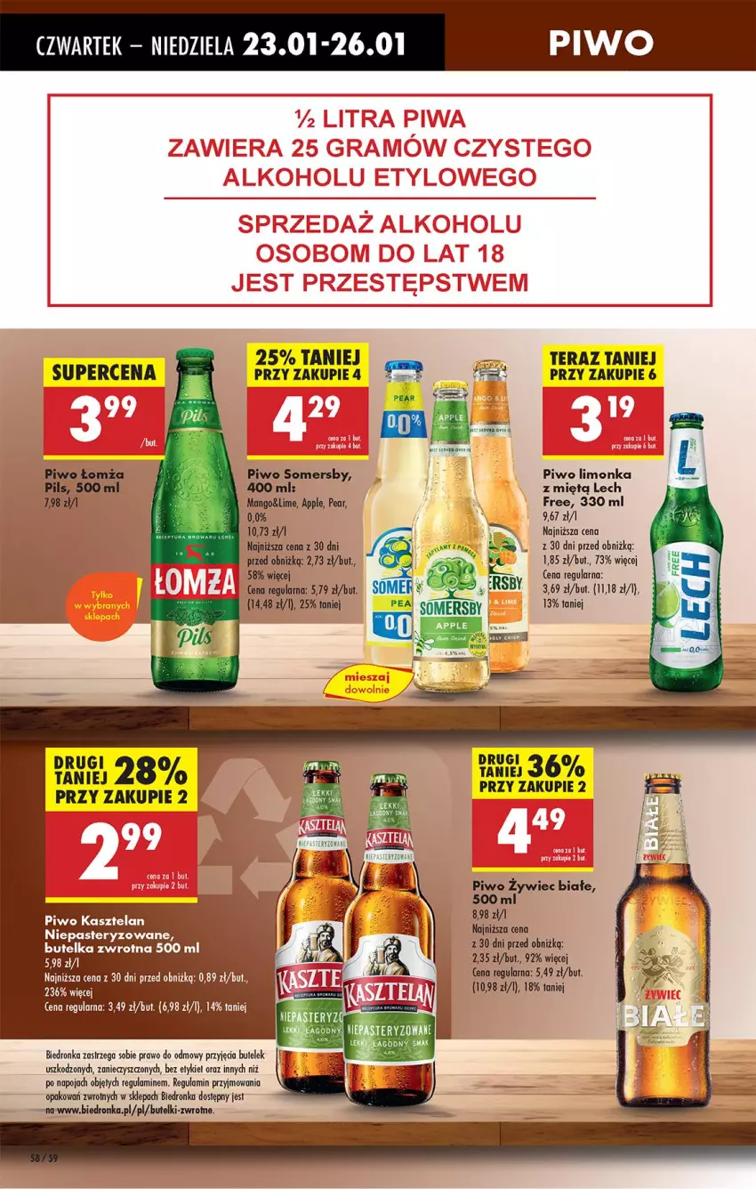 Gazetka promocyjna Biedronka - Od Czwartku - ważna 23.01 do 29.01.2025 - strona 64 - produkty: Fa, Kasztelan, Limonka, Mango, Piwo, Somersby, Tera