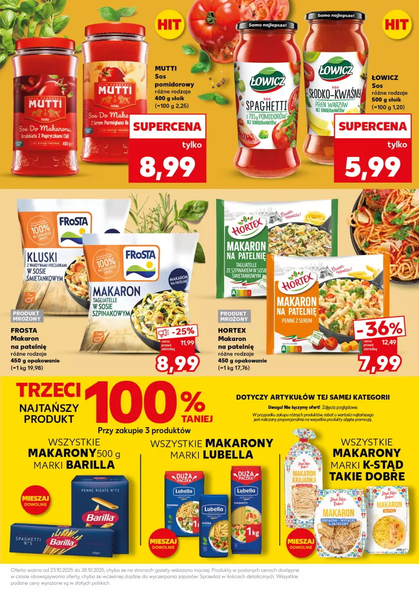 Gazetka promocyjna Kaufland - Mocny Start - ważna 27.10 do 28.10.2025 - strona 19 - produkty: Barilla, Bell, Bella, Frosta, Hortex, Lubella, Makaron, Piec, Pieczarka, Ser, Sos, Spaghetti, Szpinak, Waga, Warzywa