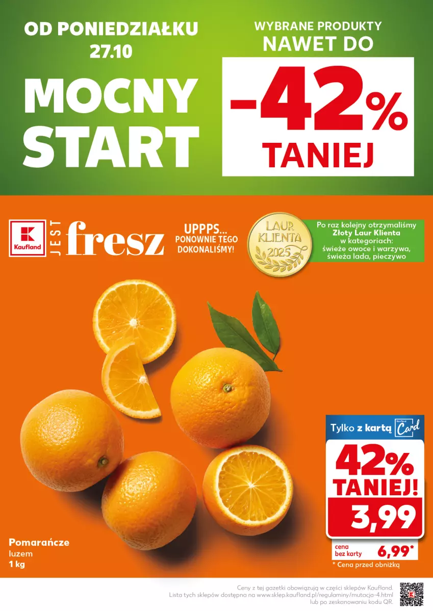 Gazetka promocyjna Kaufland - Mocny Start - ważna 27.10 do 28.10.2025 - strona 2 - produkty: Laur, Olej, Owoce, Piec, Pieczywo, Pomarańcze, Warzywa