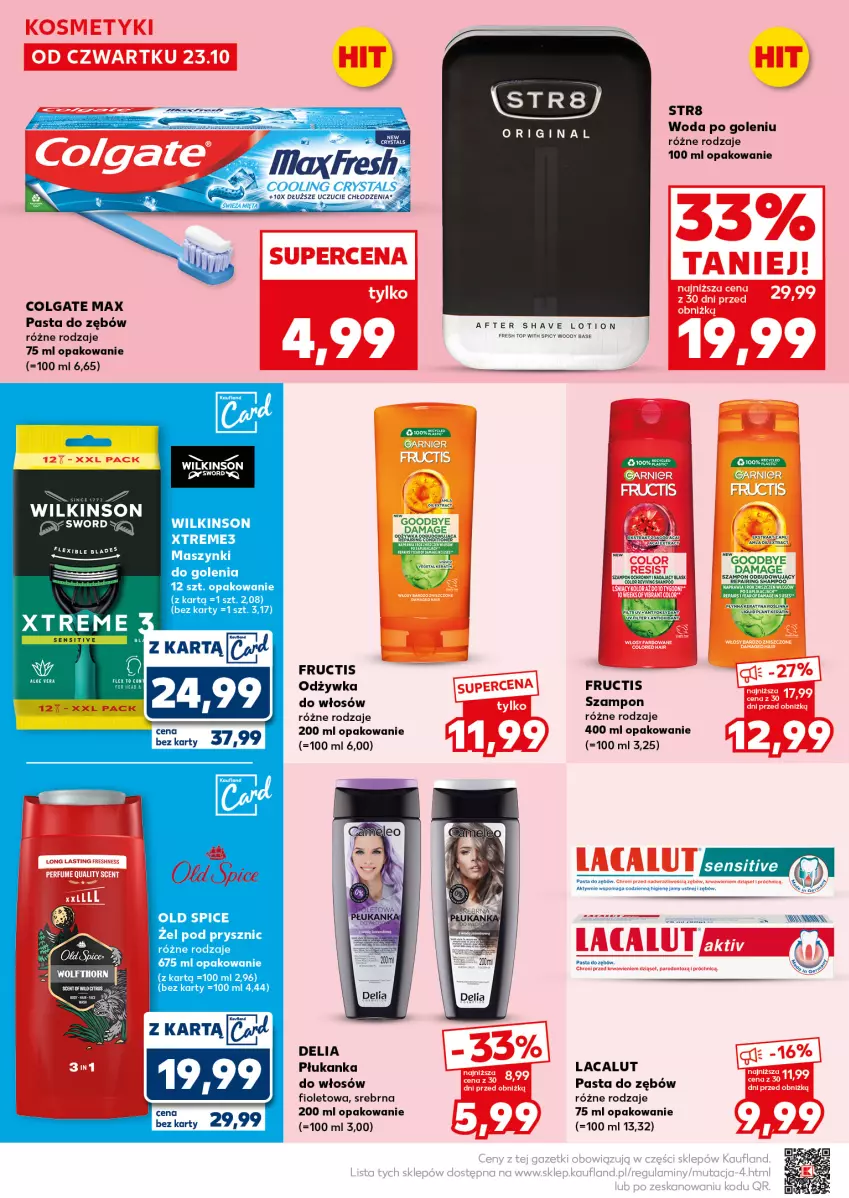 Gazetka promocyjna Kaufland - Mocny Start - ważna 27.10 do 28.10.2025 - strona 22 - produkty: Colgate, Fructis, Gin, Lacalut, LG, Odżywka, Old Spice, Pasta do zębów, Rama, Szampon, Top, Woda, Woda po goleniu