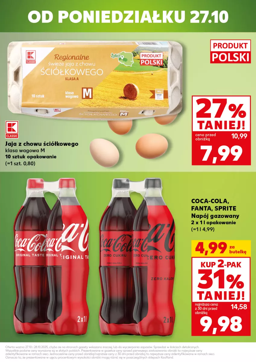 Gazetka promocyjna Kaufland - Mocny Start - ważna 27.10 do 28.10.2025 - strona 3 - produkty: Coca-Cola, Fa, Fanta, Jaja, Napój, Napój gazowany, Sprite
