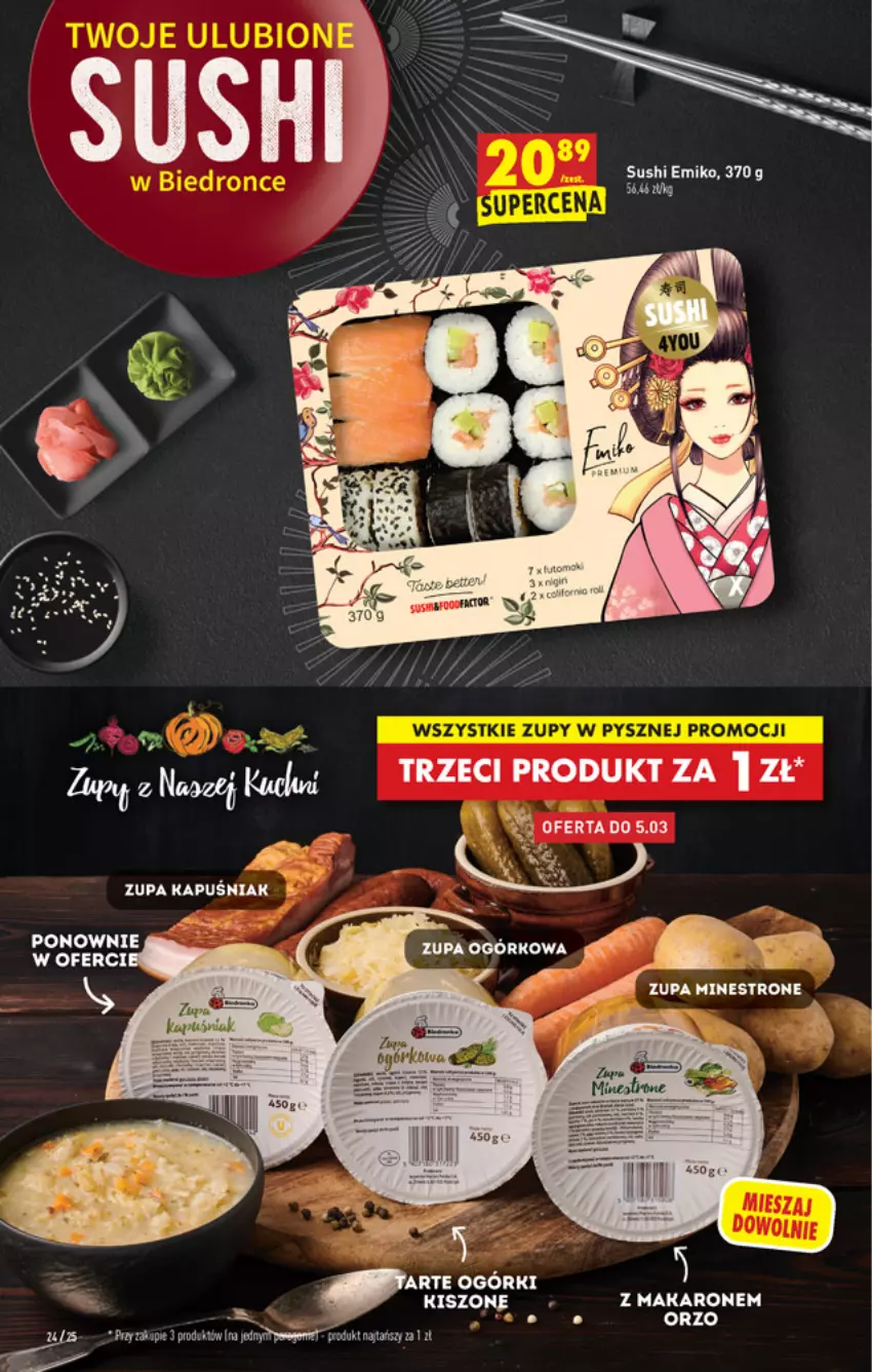 Gazetka promocyjna Biedronka - W tym tygodniu - ważna 03.03 do 09.03.2022 - strona 24 - produkty: Makaron, Por, Sushi, Zupa, Zupa ogórkowa
