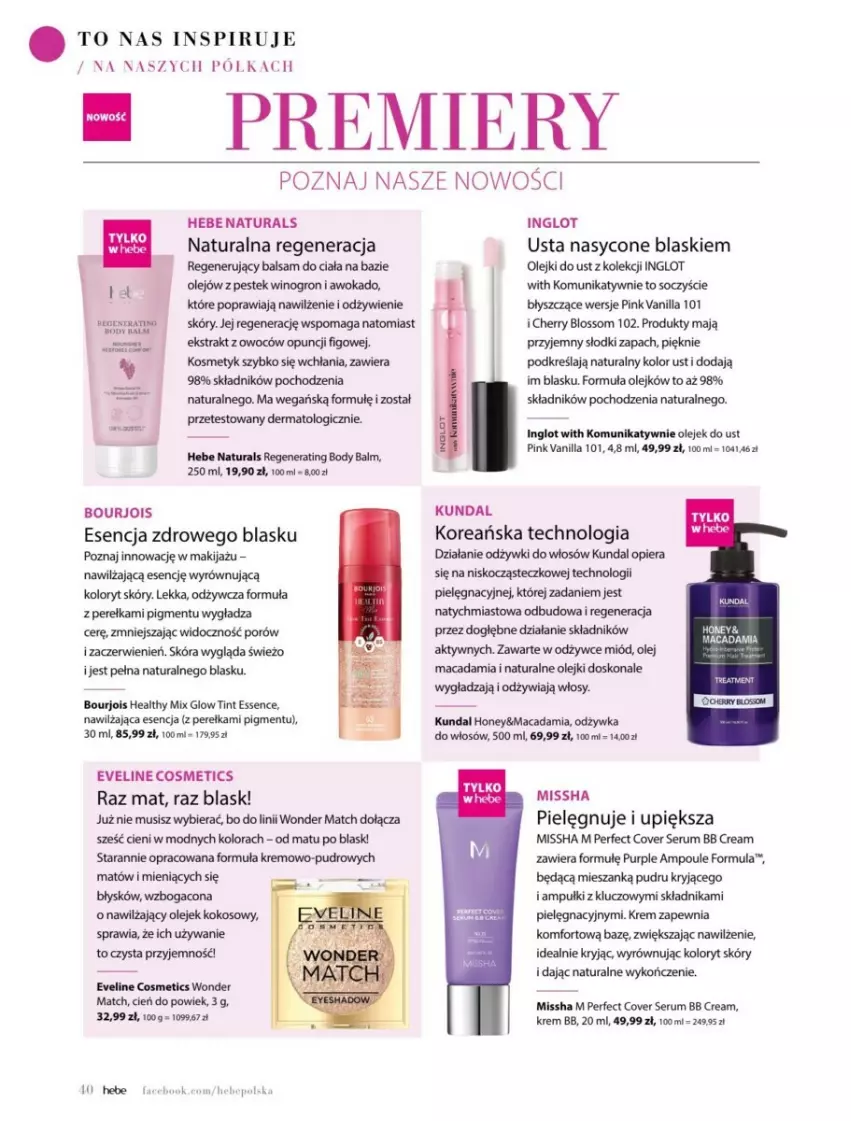 Gazetka promocyjna Hebe - ważna 01.11 do 31.12.2024 - strona 100 - produkty: Balsam do ciała, Body, Bourjois, Cień, Eveline, Fa, Koc, Kokos, Krem bb, Makijaż, Miód, MISSHA, Mus, O nas, Odżywka, Olej, Półka, Por, Pur, Rum, Ser, Serum, Stek, Wino