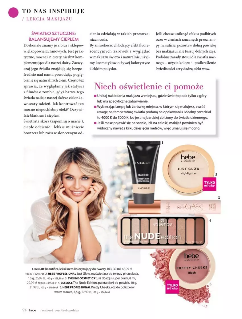 Gazetka promocyjna Hebe - ważna 01.11 do 31.12.2024 - strona 159 - produkty: Bronzer, Chleb, Cień, Eveline, Fa, Krem koloryzujący do twarzy, Lack, Makijaż, O nas, Paleta, Róż do policzków, Rozświetlacz, Tusz