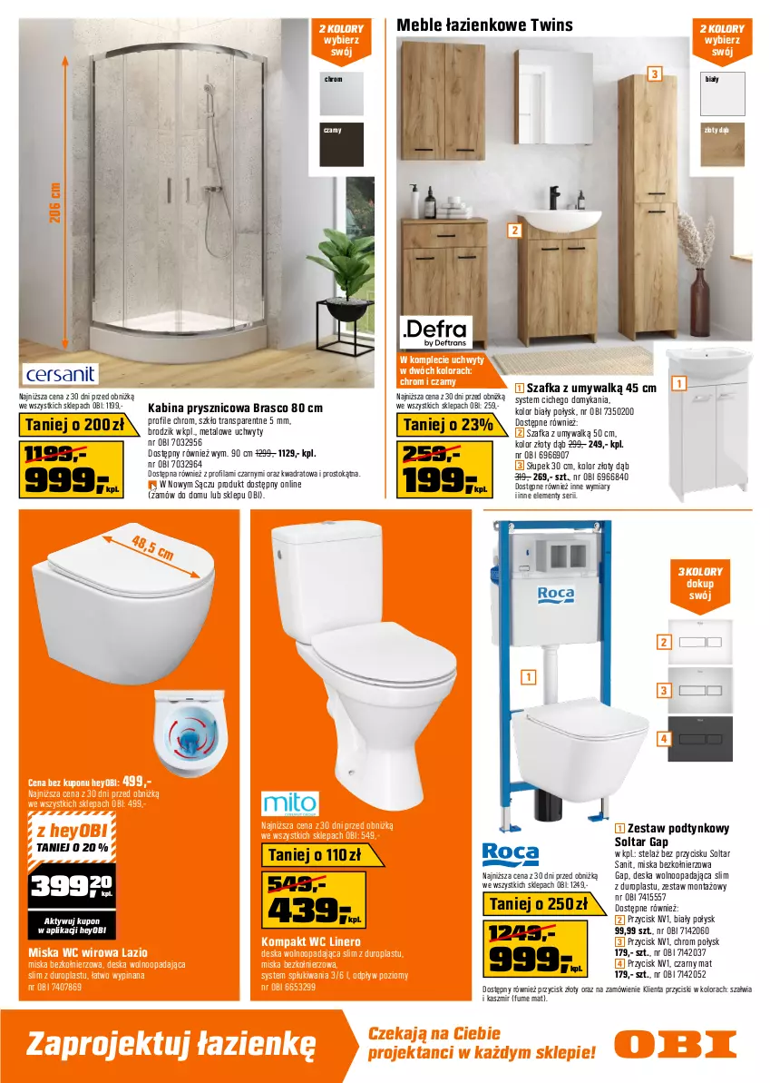 Gazetka promocyjna Obi - Gazetka OBI - ważna 02.06 do 16.06.2026 - strona 11 - produkty: Bateria, Bateria prysznicowa, Bateria umywalkowa, Bateria wannowa, Brodzik, Deska wolnoopadająca, Gra, Grzejnik, Kabina prysznicowa, Kompakt WC, Meble, Meble łazienkowe, Miska, Piec, Rasco, Rum, Ser, Słupek, Szafka, Termos, Tran, Uchwyty