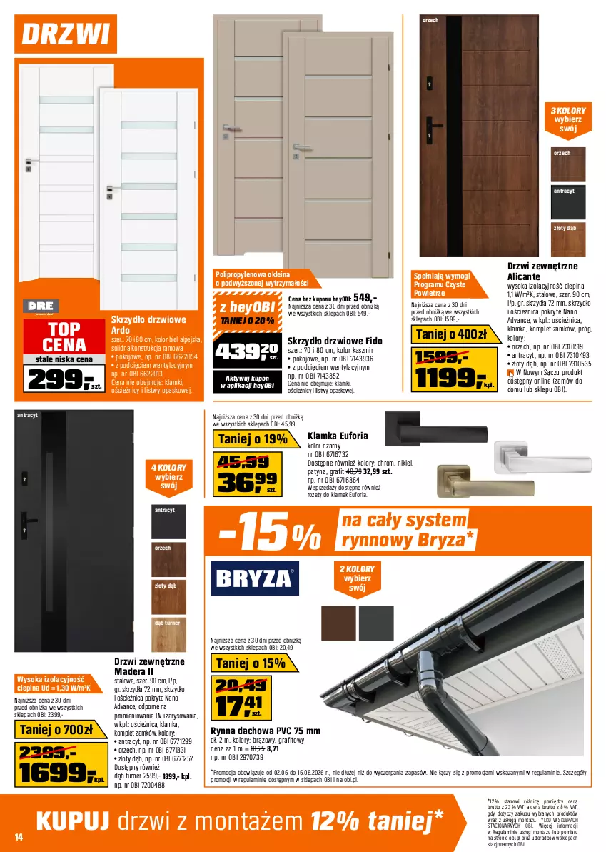 Gazetka promocyjna Obi - Gazetka OBI - ważna 02.06 do 16.06.2026 - strona 14 - produkty: Akumulator, Bryza, Drzwi, Drzwi zewnętrzne, Gra, Kasza, Klamka, Klucz udarowy, Kompresor, Noż, Nożyce, Por, Ser, Skrzydło drzwiowe, Sok, Szlifierka, Szlifierka kątowa, Tarka, Telefon, Teleskop, Top, Warka, Wkręt, Wkrętarka, Wyrzynarka