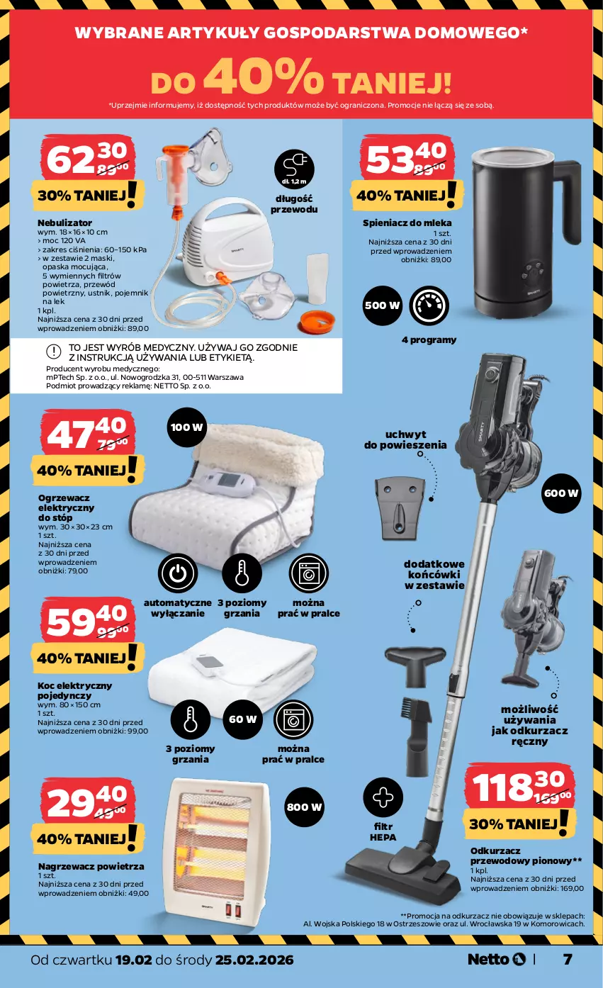 Gazetka promocyjna Netto - Od Czwartku - ważna 19.02 do 25.02.2026 - strona 7 - produkty: Gra, Koc, Odkurzacz, Ogrzewacz elektryczny, Opaska, Pojemnik, Przewód, Ustnik