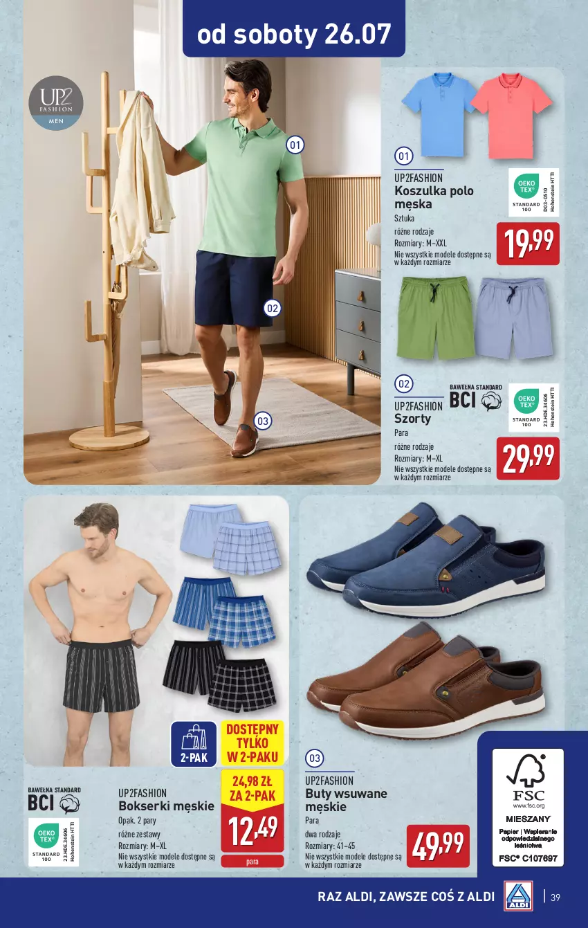 Gazetka promocyjna Aldi - Pełna oferta - ważna 21.07 do 26.07.2025 - strona 39 - produkty: Bokserki, Buty, Fa, Kosz, Koszulka, Ser, Szorty