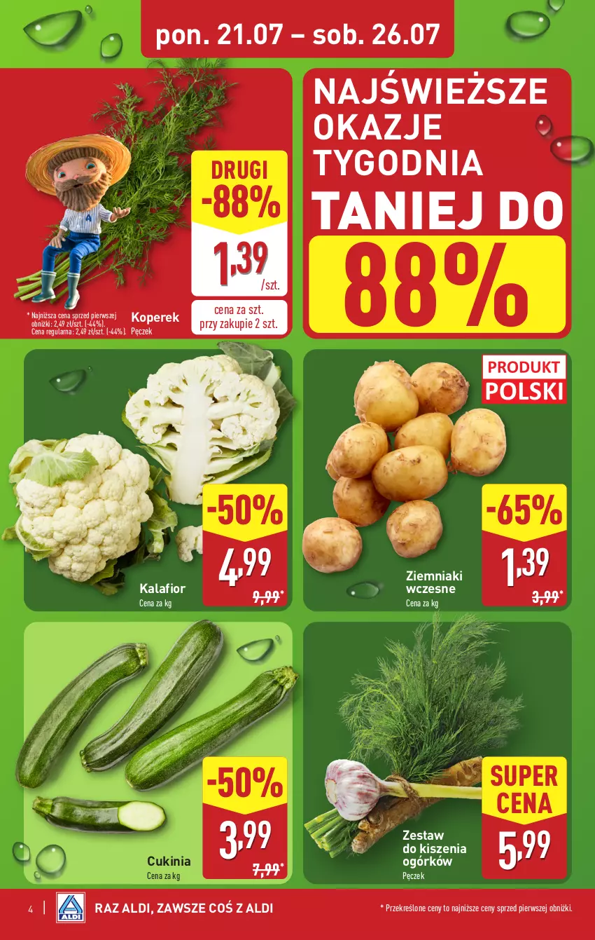 Gazetka promocyjna Aldi - Pełna oferta - ważna 21.07 do 26.07.2025 - strona 4 - produkty: Kalafior, Ziemniaki