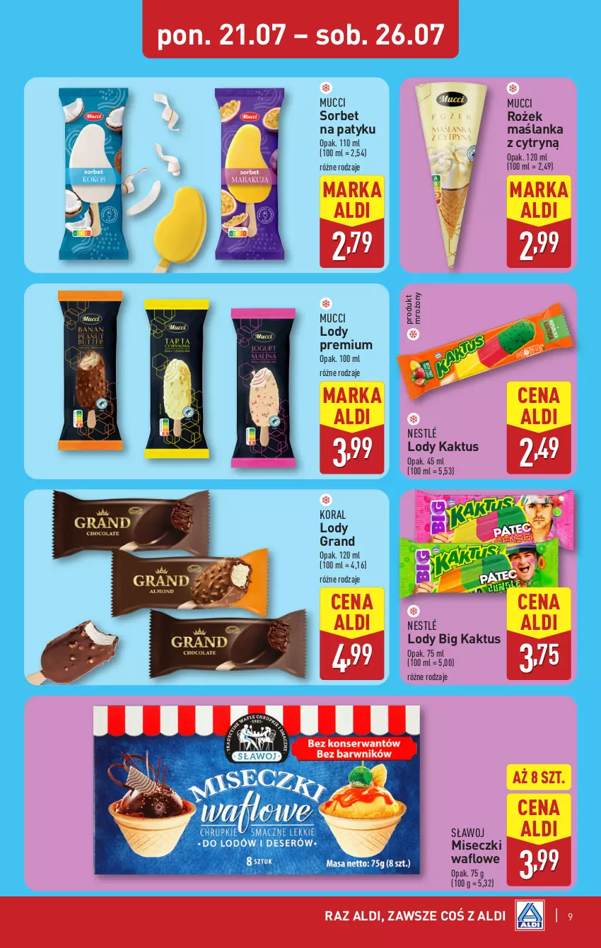 Gazetka promocyjna Aldi - Pełna oferta - ważna 21.07 do 26.07.2025 - strona 9 - produkty: Gra, Kaktus, Lody, Maślanka, Nestlé