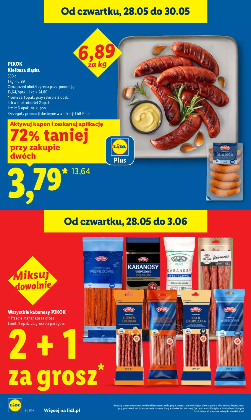 Gazetka promocyjna Lidl - Gazetka ważna od 28.05 do 30.05 - ważna 28.05 do 30.05.2026 - strona 14 - produkty: Kabanos, Kiełbasa, Kiełbasa śląska, PIKOK
