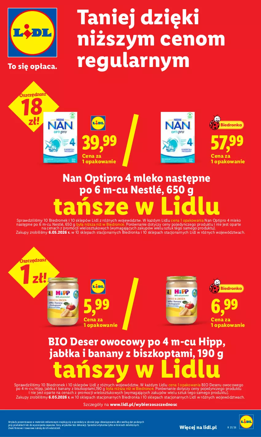 Gazetka promocyjna Lidl - Gazetka ważna od 28.05 do 30.05 - ważna 28.05 do 30.05.2026 - strona 27 - produkty: Banany, Deser, Deser owocowy, HiPP, Jabłka, Mleko, NAN Optipro, Nestlé, O nas, Por, Ser