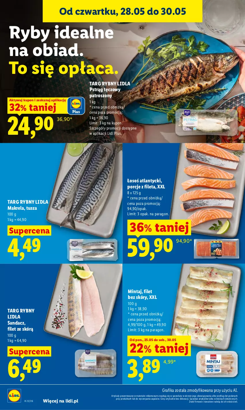 Gazetka promocyjna Lidl - Gazetka ważna od 28.05 do 30.05 - ważna 28.05 do 30.05.2026 - strona 46 - produkty: Gra, Grafika, Mintaj, Por, Pstrąg, Pstrąg tęczowy, Sandacz, Tusz