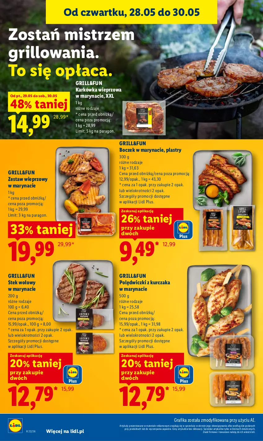 Gazetka promocyjna Lidl - Gazetka ważna od 28.05 do 30.05 - ważna 28.05 do 30.05.2026 - strona 50 - produkty: Boczek, Gra, Grafika, Grill, Karkówka wieprzowa, Kurczak, Polędwiczki z kurczaka, Stek, Stek wołowy