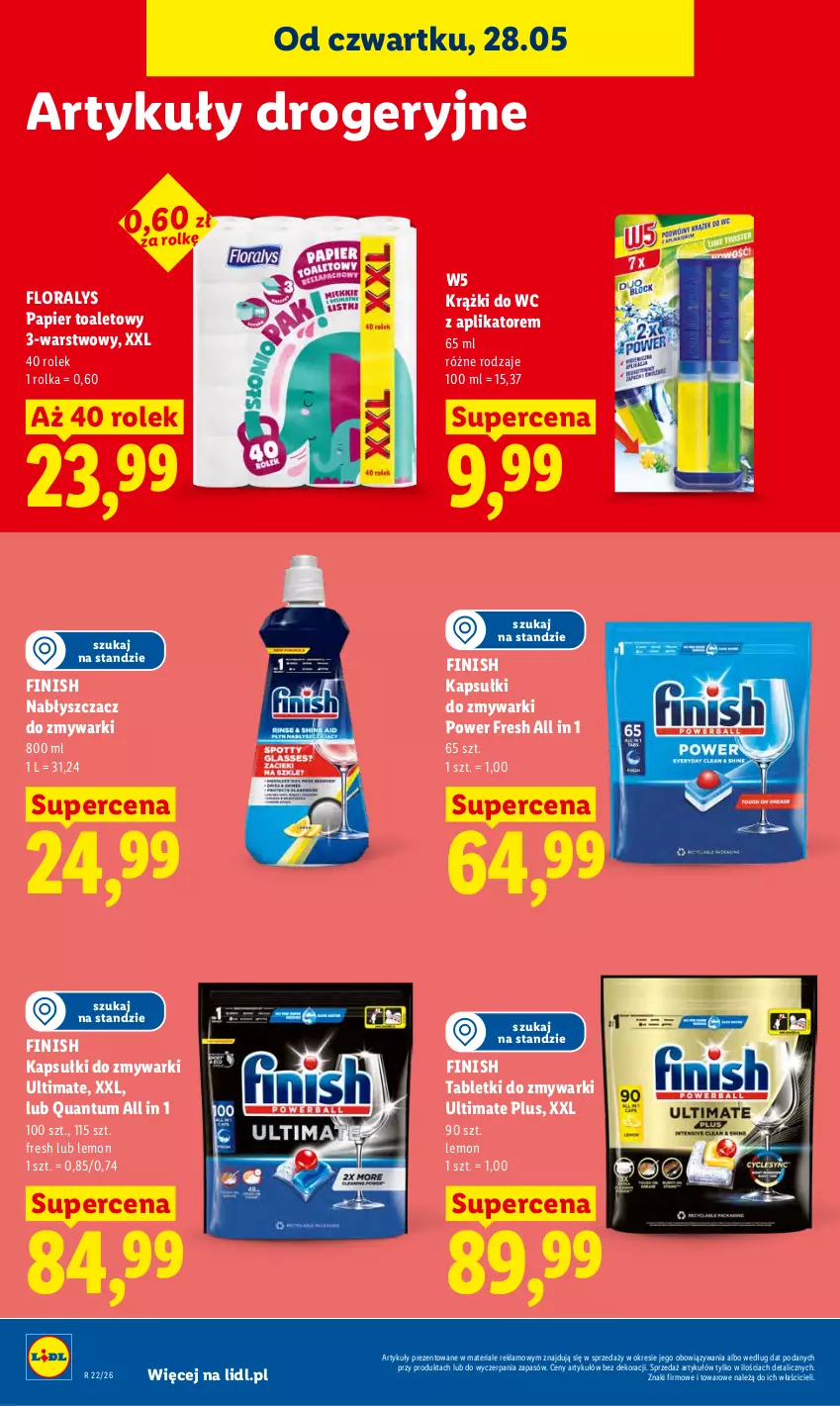 Gazetka promocyjna Lidl - Gazetka ważna od 28.05 do 30.05 - ważna 28.05 do 30.05.2026 - strona 82 - produkty: Finish, Flora, Papier, Papier toaletowy, Tablet, Tabletki do zmywarki, Zmywarki