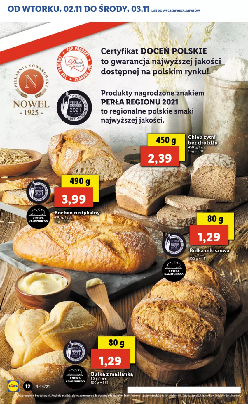 Gazetka promocyjna Lidl - GAZETKA - ważna 02.11 do 03.11.2021 - strona 12 - produkty: Chleb, Perła, Piec