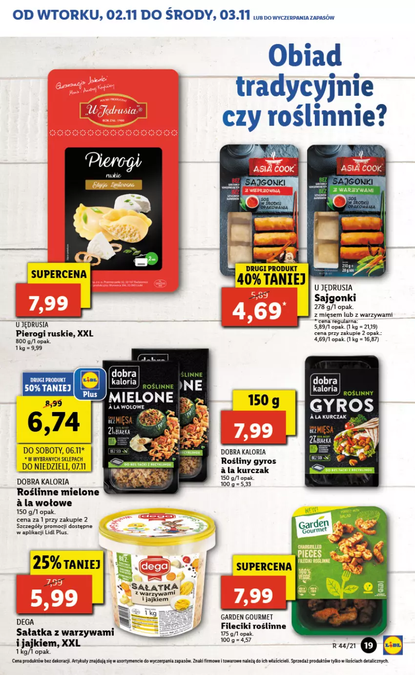 Gazetka promocyjna Lidl - GAZETKA - ważna 02.11 do 03.11.2021 - strona 19 - produkty: Fa, Kurczak, Pierogi, Sajgonki, Sałat, Sałatka, Sos, Warzywa