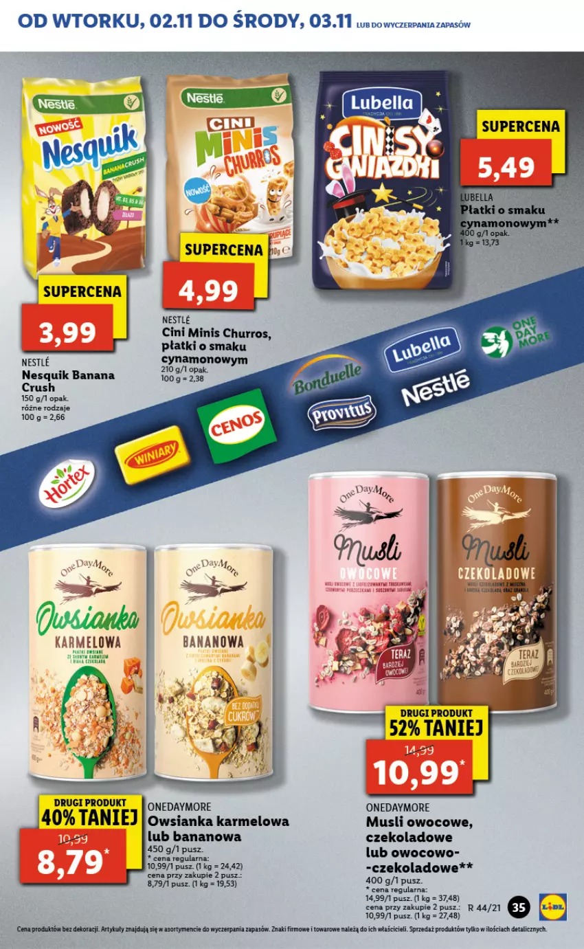 Gazetka promocyjna Lidl - GAZETKA - ważna 02.11 do 03.11.2021 - strona 35 - produkty: Cini Minis, Mus, Nesquik, Owsianka