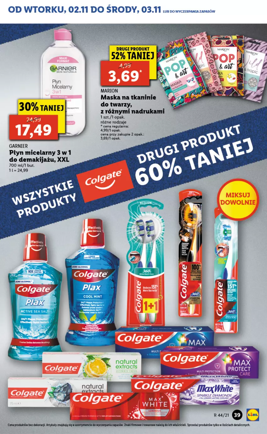 Gazetka promocyjna Lidl - GAZETKA - ważna 02.11 do 03.11.2021 - strona 39 - produkty: Garnier, Gin, Listwa, Makijaż, Maska, Płyn micelarny