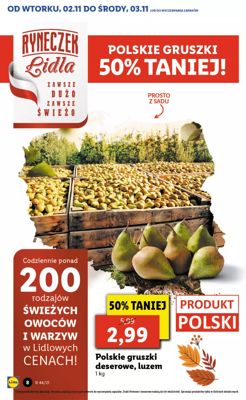 Gazetka promocyjna Lidl - GAZETKA - ważna 02.11 do 03.11.2021 - strona 8 - produkty: Deser, Fa, Gruszki, Ser