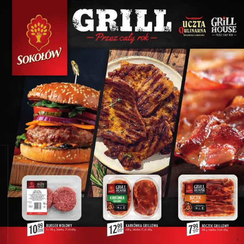 Gazetka promocyjna Stokrotka - Katalog Grill - ważna 21.04 do 04.05.2022 - strona 3 - produkty: Boczek, Burger, Grill, Sok, Sokołów