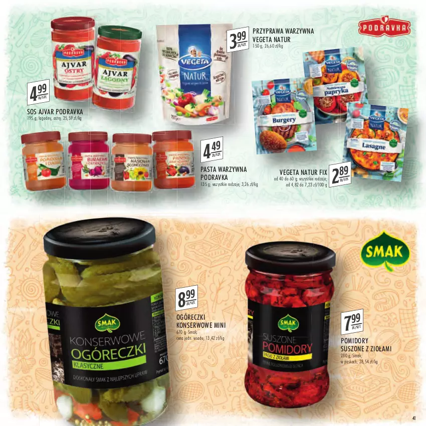 Gazetka promocyjna Stokrotka - Katalog Grill - ważna 21.04 do 04.05.2022 - strona 41 - produkty: Pasta warzywna, Podravka, Pomidory, Ser, Sos, Vegeta, Vegeta Natur