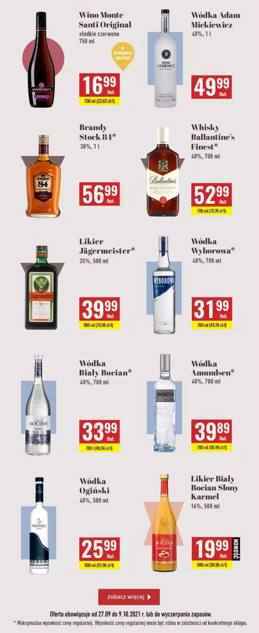 Gazetka promocyjna Biedronka - Czas na Toast - ważna 27.09 do 09.10.2021 - strona 3 - produkty: Amundsen, Ballantine's, Biały Bocian, Brandy, Gala, Gin, Kret, Likier, Monte, Ogiński, Sok, Stock, Whisky, Wino, Wódka, Wyborowa