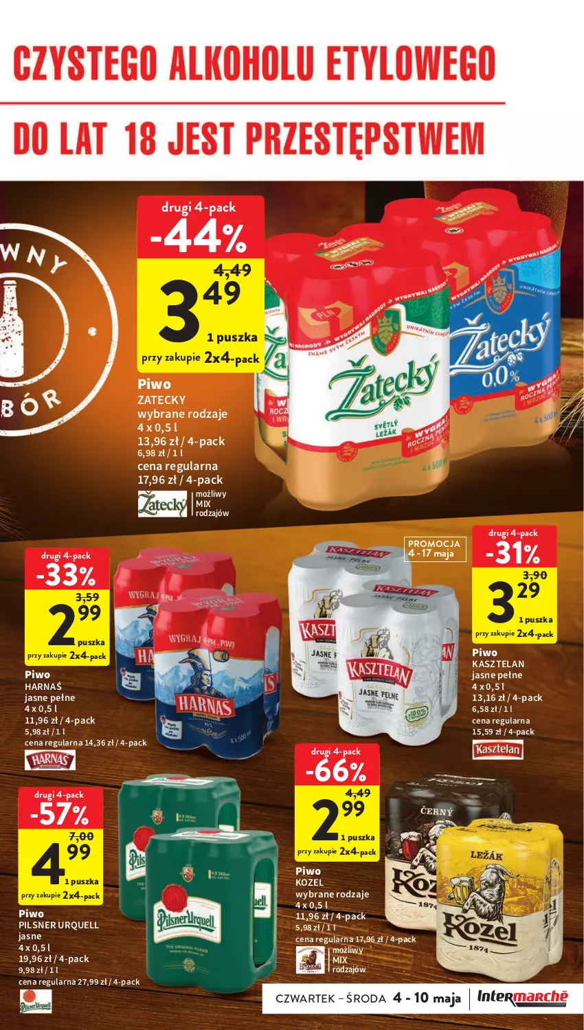 Gazetka promocyjna Intermarche - Gazetka Intermarche - ważna 04.05 do 10.05.2023 - strona 33 - produkty: Harnaś, Kasztelan, Kozel, Pilsner Urquell, Piwo