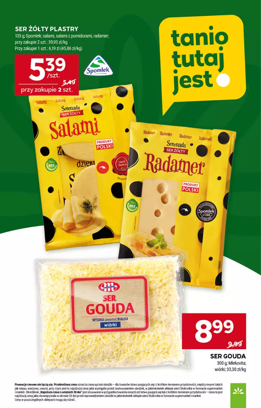Gazetka promocyjna Stokrotka - Supermarket - ważna 26.06 do 02.07.2025 - strona 16 - produkty: Gouda, Mięso, Mleko, Mlekovita, Owoce, Radamer, Salami, Ser, Ser zołty, Sok, Warzywa