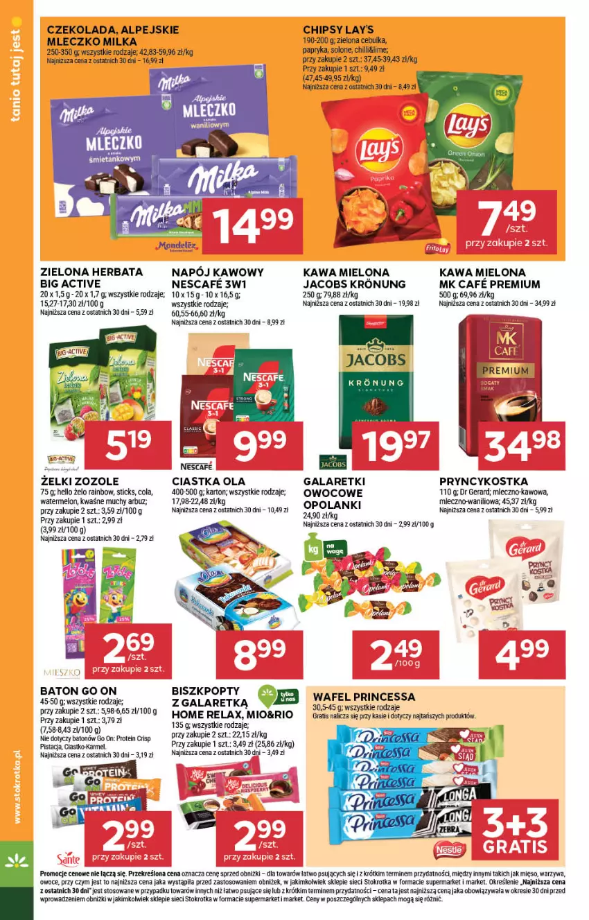 Gazetka promocyjna Stokrotka - Supermarket - ważna 26.06 do 02.07.2025 - strona 20 - produkty: Arbuz, Baton, Chipsy, Ciastka, Czekolada, Dr Gerard, ELEX, Gala, Galaretki, Gra, Herbata, Jacobs, Kawa, Kawa mielona, Lanki, Melon, Mięso, Milka, Mleczko, Napój, Owoce, Papryka, Warzywa