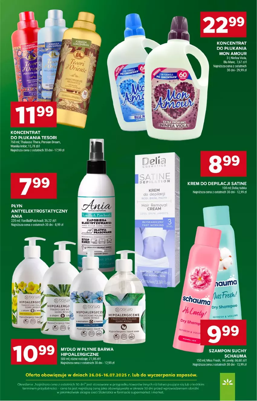 Gazetka promocyjna Stokrotka - Supermarket - ważna 26.06 do 02.07.2025 - strona 26 - produkty: Imbir, Krem do depilacji, Mydło, Mydło w płynie, Sati, Schauma, Szampon