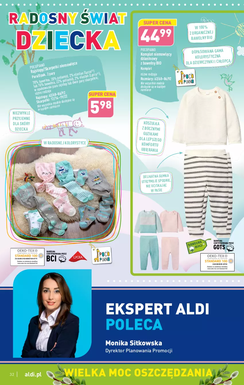 Gazetka promocyjna Aldi - Pełen katalog - ważna 20.03 do 25.03.2023 - strona 32 - produkty: Karp, Kosz, Koszulka, Pocopiano, Rajstopy, Sitko, Skarpetki, Spodnie, Top, Wełna