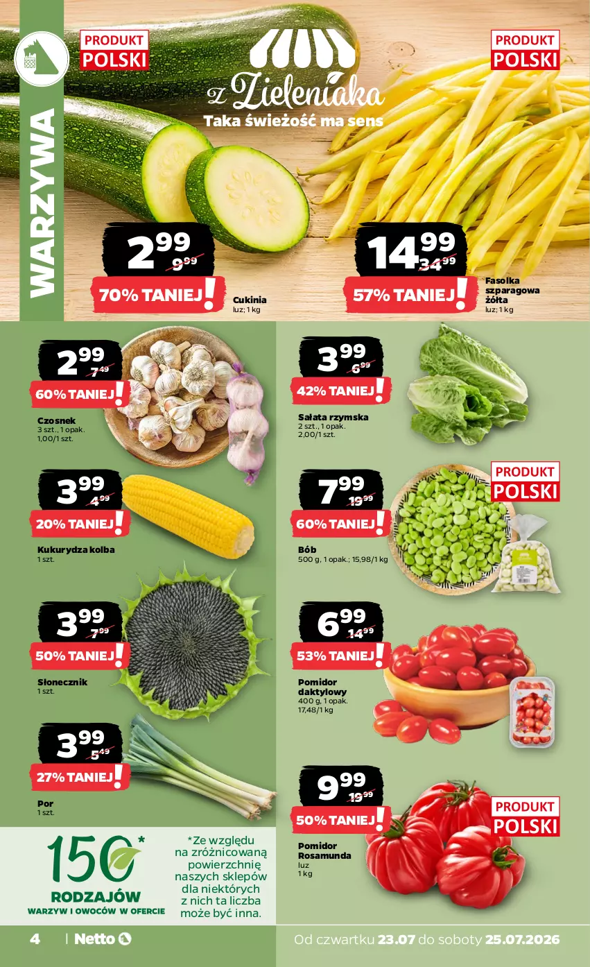 Gazetka promocyjna Netto - Od Czwartku - ważna 23.07 do 25.07.2026 - strona 4 - produkty: Czosnek, Fa, Kukurydza, Por, Sałat, Warzywa