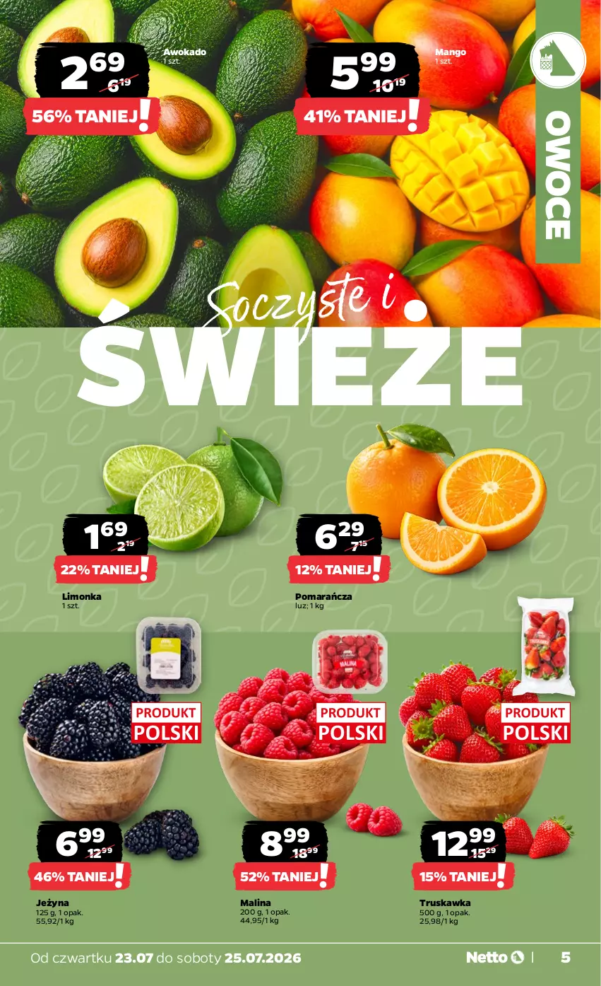 Gazetka promocyjna Netto - Od Czwartku - ważna 23.07 do 25.07.2026 - strona 5 - produkty: Limonka, Mango, Owoce